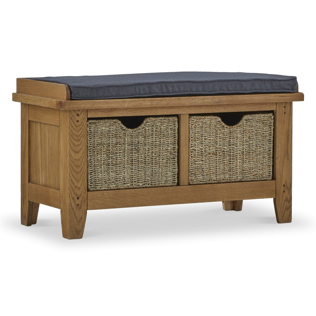 Banc tressé en chêne pour couloir