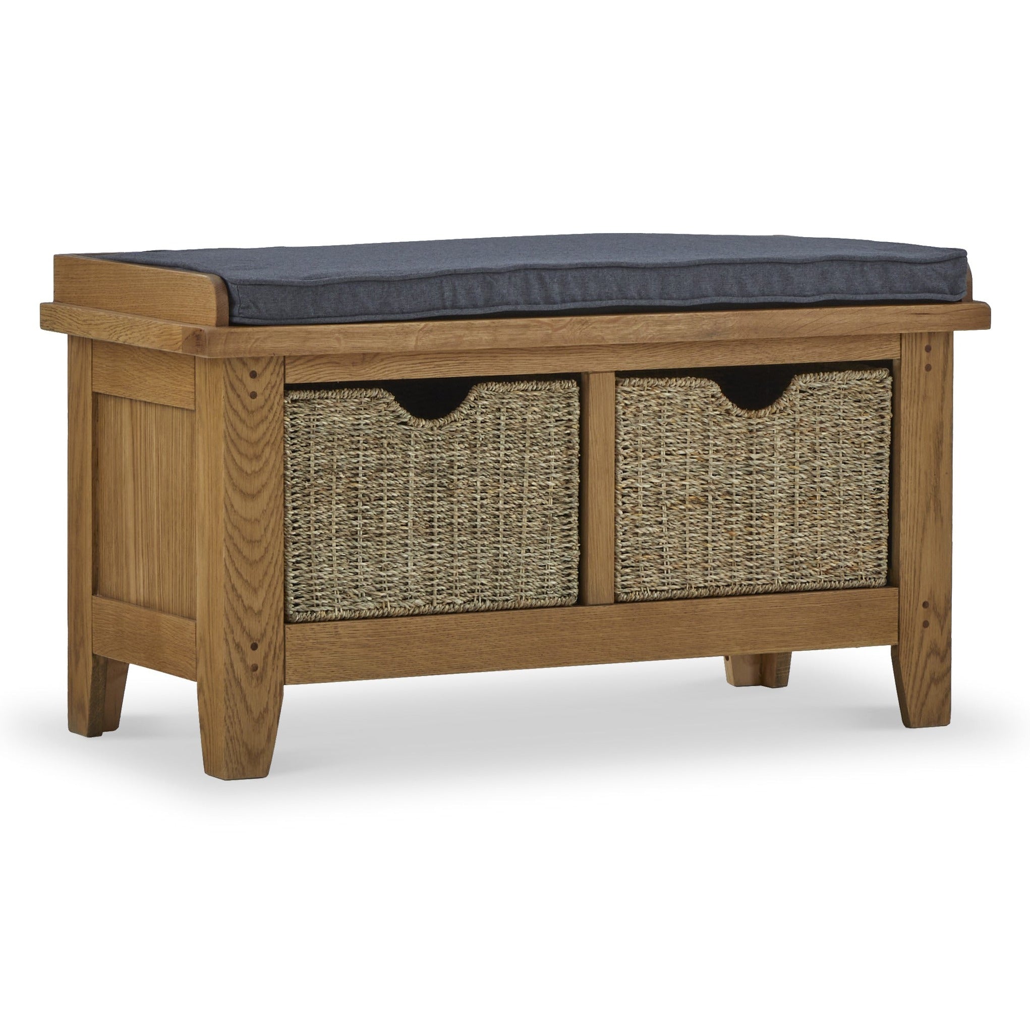 Banc tressé en chêne pour couloir