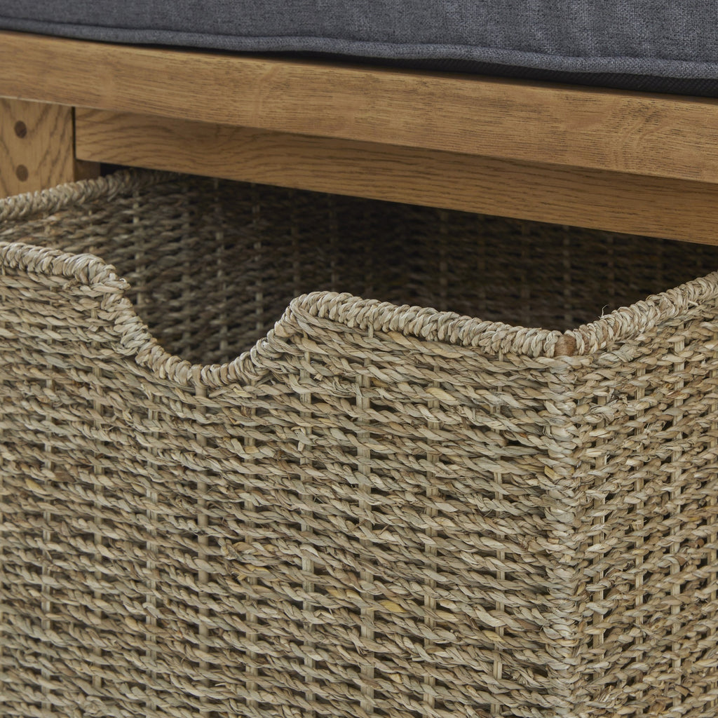 Banc tressé en chêne pour couloir