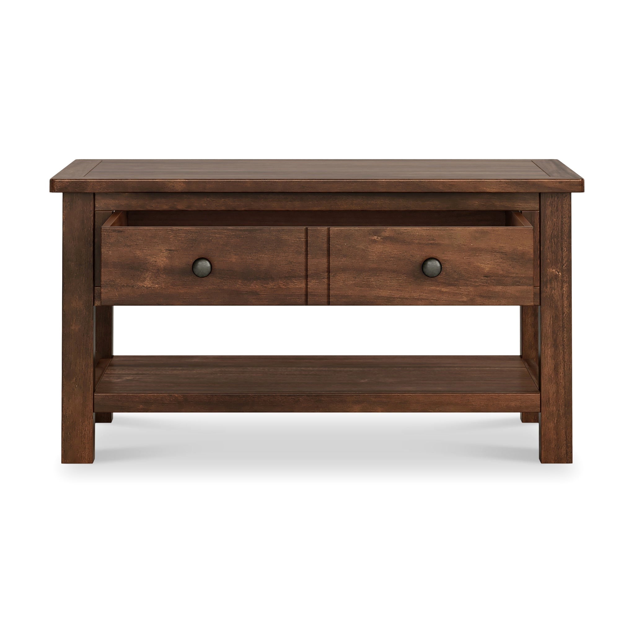 Table basse à tiroirs en bois d'acacia