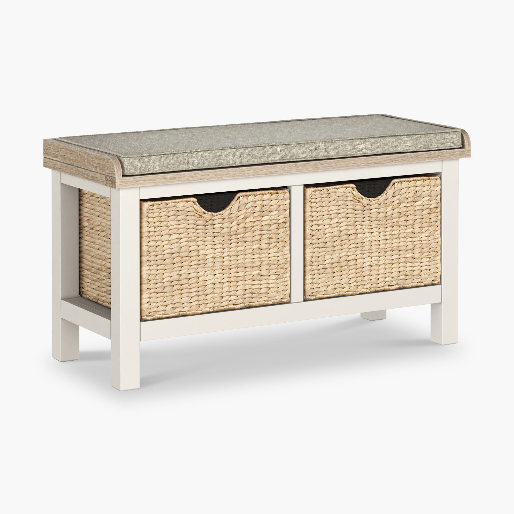 Banc de rangement en osier tressé