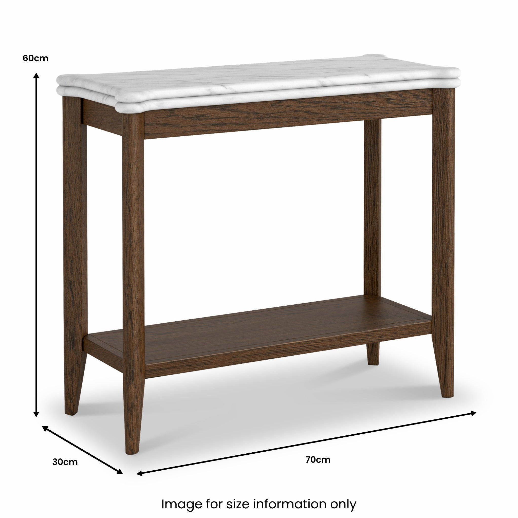 Table d'appoint canapé en chêne foncé et marbre