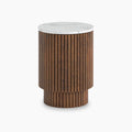Table d'appoint encastrée en bois de manguier et marbre