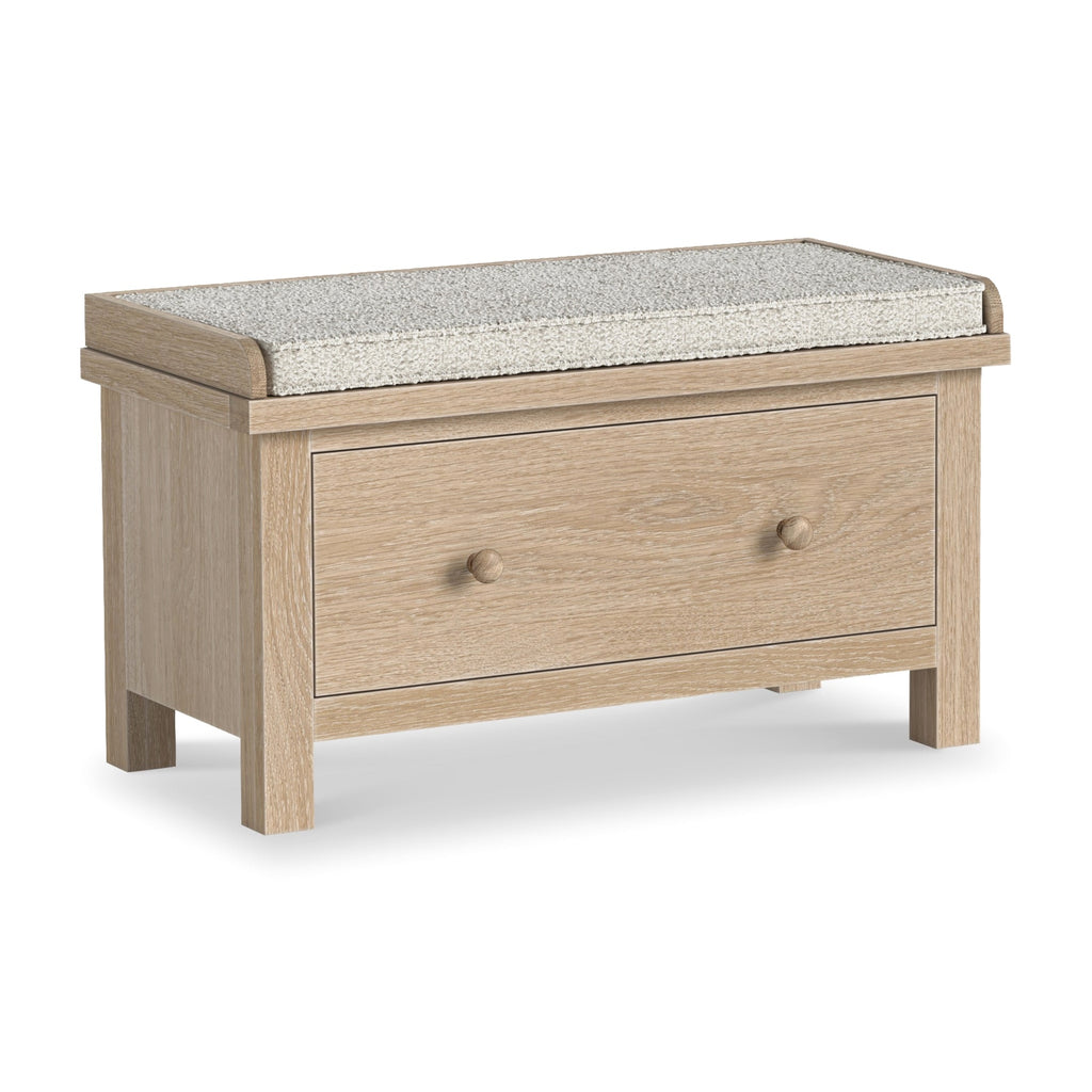 Banc de rangement en chêne avec tiroirs